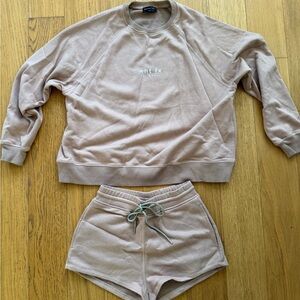 White Fox Tan Relaxed Fit Sweatshirt and Shorts full Set
